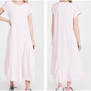 Free People Beach Women's Pink Linen Blend Asymmetrical Tiered Midi Dress Medium